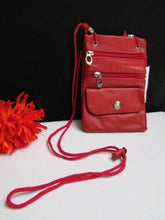 Red Genuine Leather Crossbody Traveling Bag